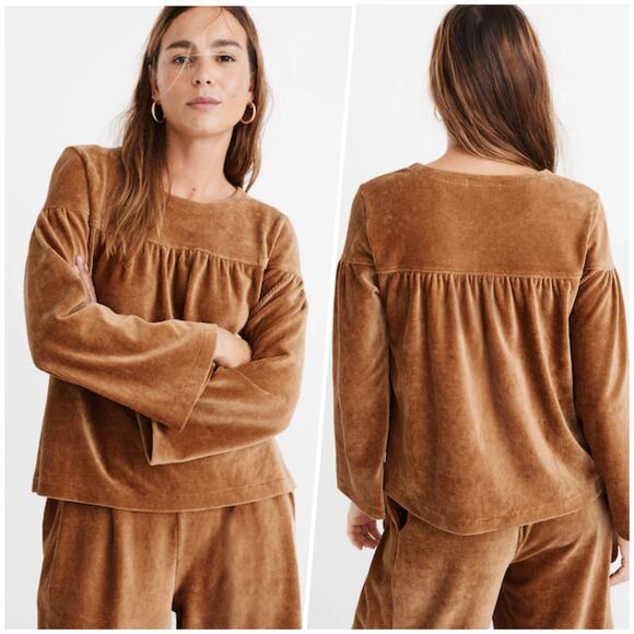 Texture & Thread Madewell | Women | Warm Hickory Corduroy Swing Top | Size Small - Picture 9 of 10
